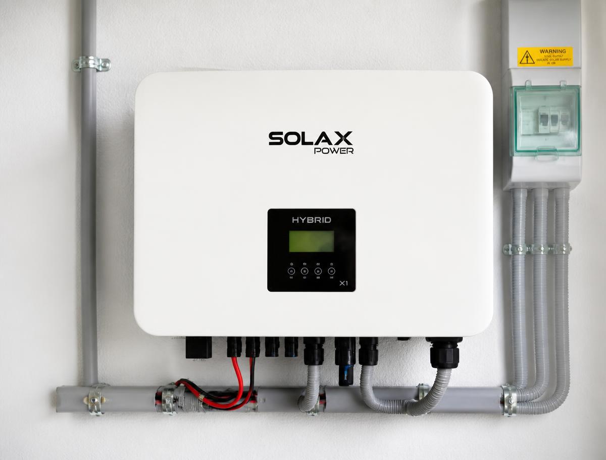 Commissioned hybrid inverter running a solar system